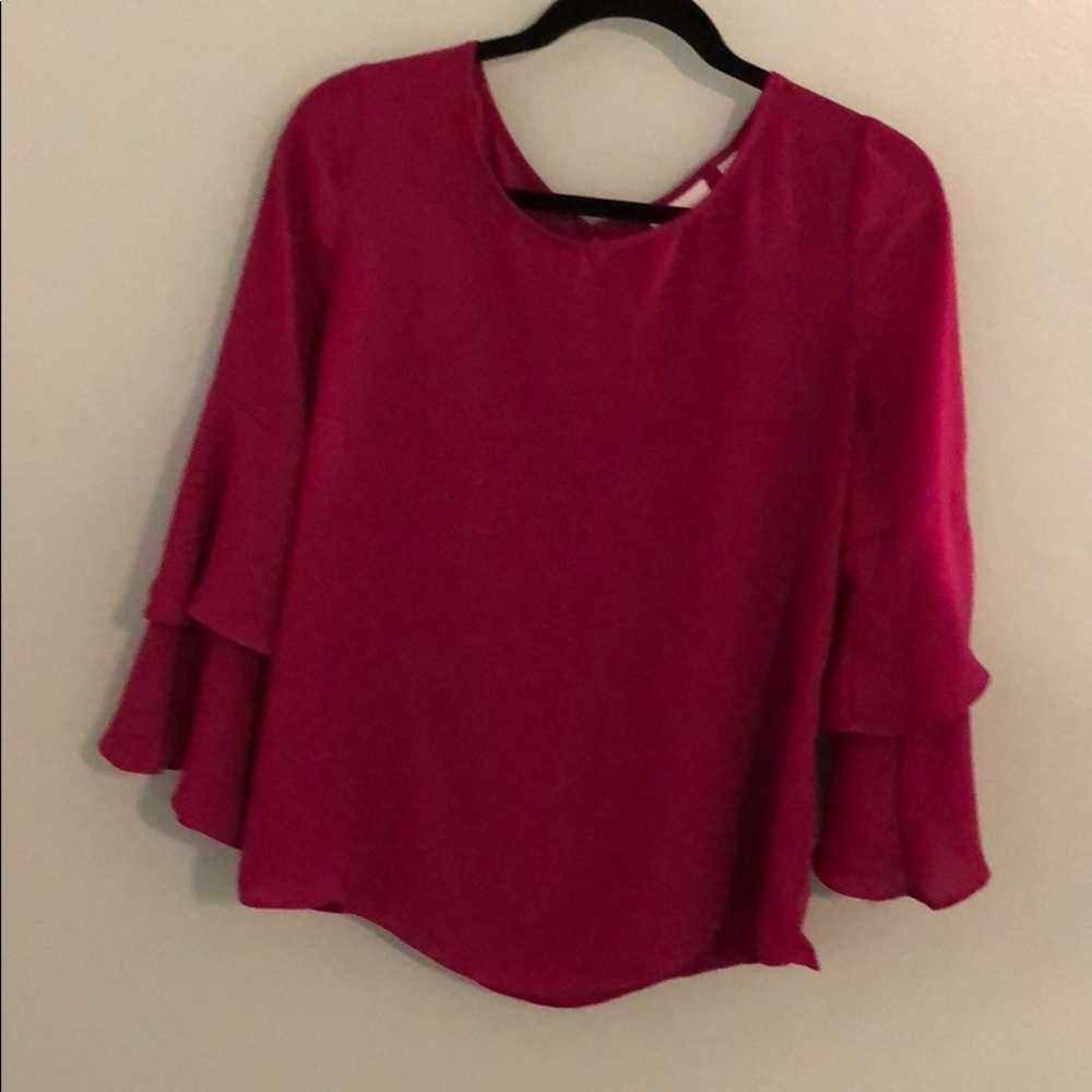 Pink bell sleeve blouse